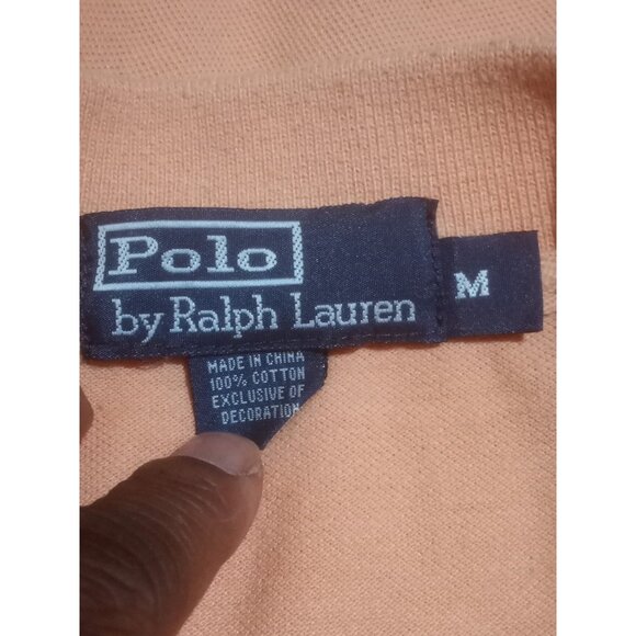 Polo Ralph Lauren Polo Shirt Mens Peach Orange Cotton Big Pony #3 Logo Sz Medium - Picture 7 of 10